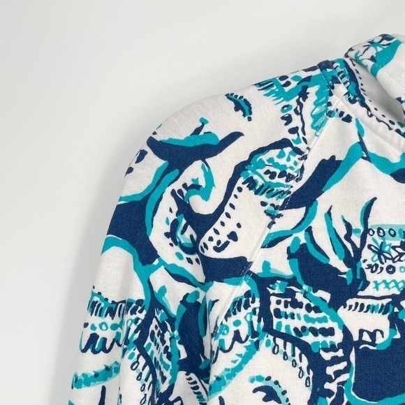 Lilly Pulitzer Resort Coastal Grandma Turquoise Elephant Full Zip Hoodie Small - Picture 3 of 11